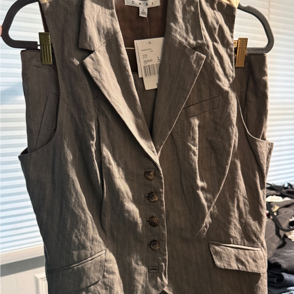 CABi NWT Charcoal Checkered Waistcoat